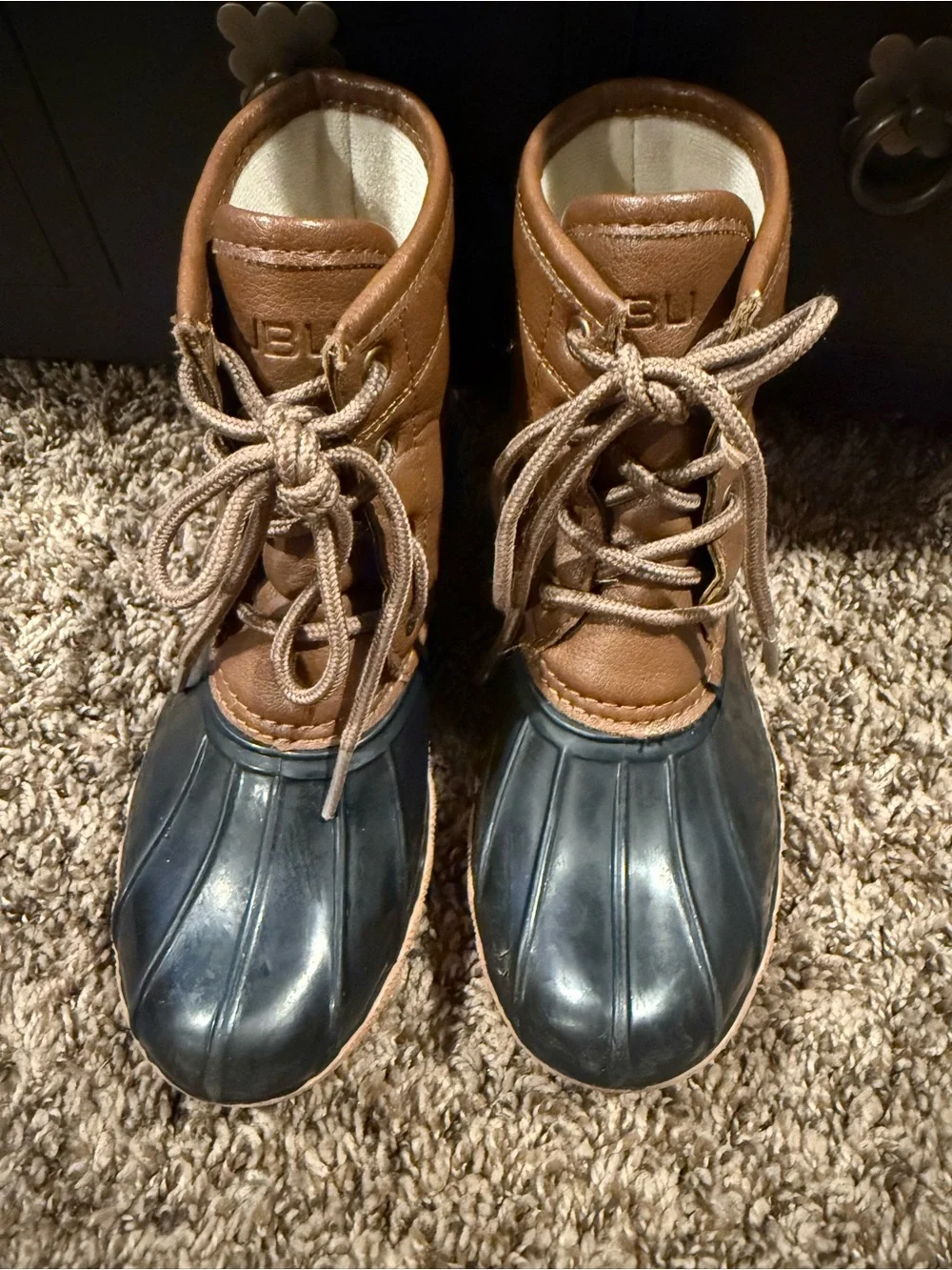 JBU by Sperry Brown and Navy Kids Lace-Up Duck Boots size 1